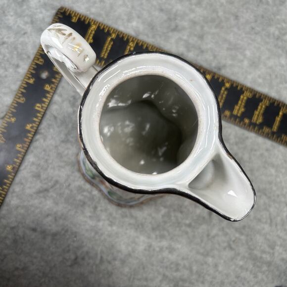 ANTIQ NIPPON Hand Painted Pitcher 7.5" Floral/Raised Beaded Detail 1920s Japan - Picture 10 of 12